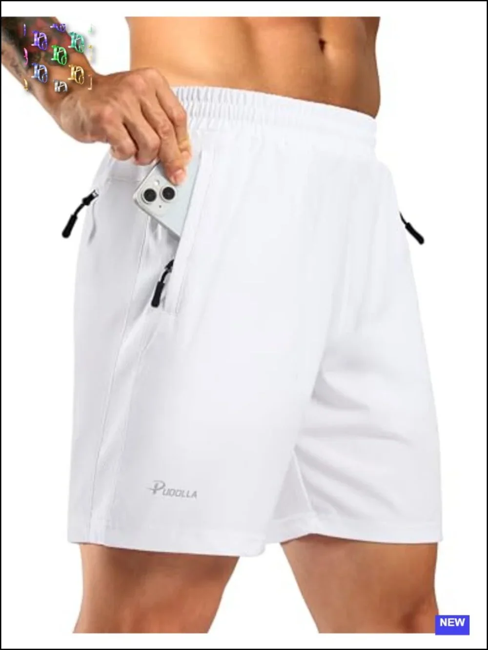 Men's 5/7 Athletic Running Shorts with 3 Zipper Pockets